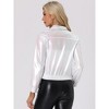 INSPIRE CHIC Women's Holographic Shiny Long Sleeve Metallic Zip Front Track Jacket - 4 of 4