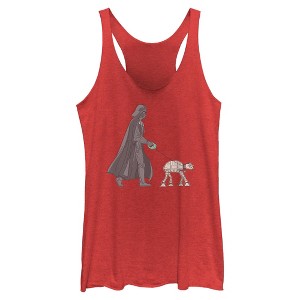 Women's Star Wars Darth Vader AT-AT Walking the Dog Racerback Tank Top - 1 of 4