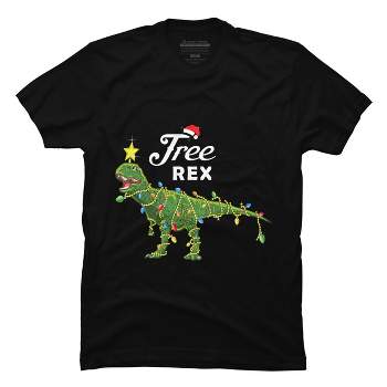 Men's Design By Humans Dinosaur Christmas Tree Rex Christmas Gift By amitsurti T-Shirt