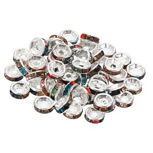 Unique Bargains Rhinestone Round Bulk Glass Spacer Beads for Jewelry Making 100 Pcs 0.24" Silver - 1 of 4