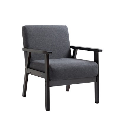 GlasFlength Accent Chairs Linen Fabric Chair Breathable Soft Linen Material Lightweight Design Easy to Maintain for Bedroom, Gray, 25"*22"*12"