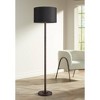 Possini Euro Design Meridian Modern 72" Tall Floor Lamp Oil Rubbed Bronze Metal Light Blaster LED Black Drum Shade for Living Room Bedroom - 2 of 4