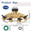 Infurnic Hose Nozzles and Wands Water Hose Splitter Durable 4 Way Heavy Duty Brass Hose Adapter, Ideal for Outdoor Faucet and Hose Bib Applications - 2 of 4