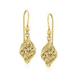 Ross-Simons 18kt Gold Over Sterling Filigree Drop Earrings - 1 of 3