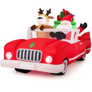 Tangkula 7.7 FT Long Christmas Inflatables Lighted Xmas Inflatable Santa Claus - 1 of 4