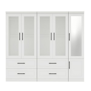 Keloyid White Wood 78.75 in. Armoire with 4 Drawers and 6 Doors - 1 of 4