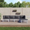vidaXL Modern Patio Lounge Set 5 Piece, Durable Woven Fabric and Powder-Coated Steel, Comfortable Cushions, Modular Design, White - 2 of 4