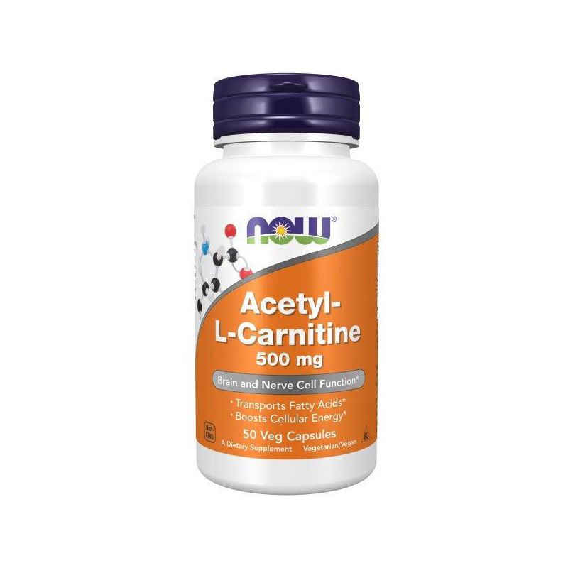 Now Foods Acetyl-L-Carnitine 500mg  -  50 Capsule, 1 of 4