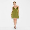 Women's Satin Mini Slip Dress - Wild Fable™ Olive Green - 2 of 3