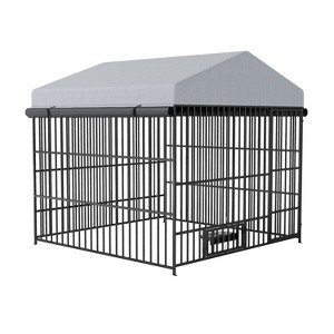 Outdoor Dog Kennel Large Pet Enclosure Metal Pens with Roof Cover (6.6'L x 6.6'W x 6.4'H) - 1 of 4