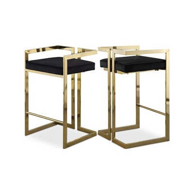 Meridian Furniture,Ezra Black Velvet Stool, Set of 2