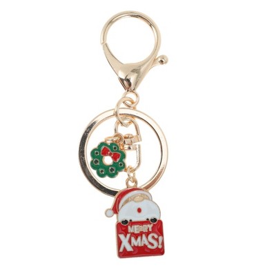 Unique Bargains Christmas Keychain Double Ring Lobster Clasp Zinc Alloy Multi-colored 3.15" 1 Pc