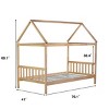 Fontoi Beds, Twin Size Bed, Wood Bed with Headboard and Footboard for Girls and Boys, Brown, 41"*68.1"*79.1" - 2 of 4
