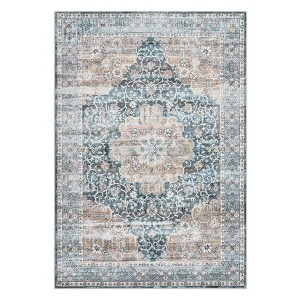 COZONY Elegant Classic Floral Low Pile Rug with Reinforced Non-Slip Backing, Washable Foldable Carpet for Living Room and Bedroom - 1 of 4