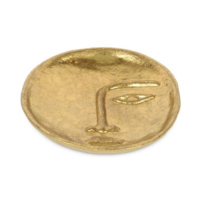 Cheung's Roven Cara Golden Cast Iron Abstract Face Dish