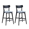 Black Wooden Bar Stool Set of 2, Modern Upholstered Kitchen Island Chairs - 2 of 4