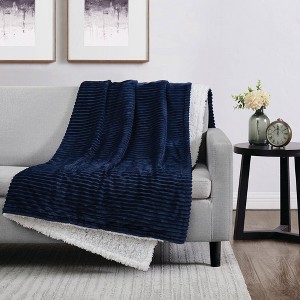 London Fog 50"x70" Corduroy Throw Blue - 1 of 4