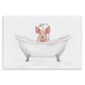 Stupell Industries Country Pig Cute Bathtub Wall Plaque Art - 1 of 4