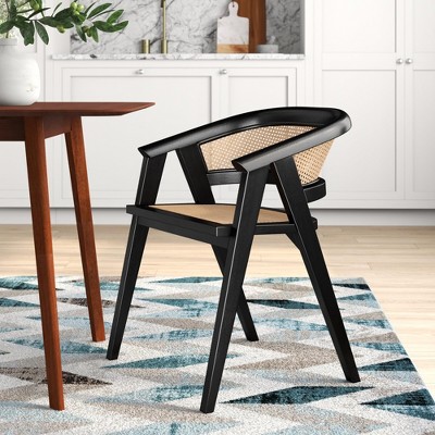 Black Rattan and Cane Low Arm Chair