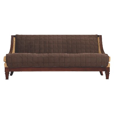 Antimicrobial Quilted Armless Sofa Furniture Protector Chocolate - Sure Fit