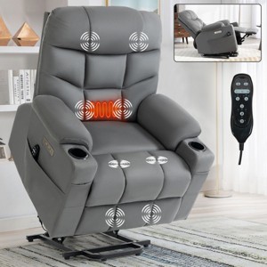 Power Lift Recliner Chair With Vibration Massage And Lumbar Heating,Cup Holders,USB And Type-C Ports,Electric Recliner Armchair-Cuddlewood - 1 of 4
