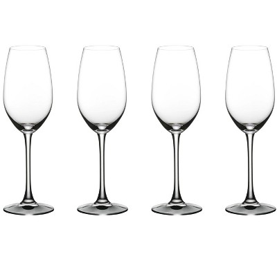 Nachtmann ViVino 9-Ounce Champagne Flutes, Set of 4, Stemmed Glassware, Made of Crystal Glass, Sparkling Wineglass, Clear, Dishwasher Safe