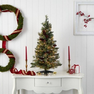 3ft White Pine Pre-Lit Artificial Christmas Tree with Clear Lights
