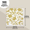 Blue Panda BLUE PANDA 100 Pack White & Gold Disposable Floral Paper Napkins, 6.5x6.5”, Napkins for Wedding, Birthday, Anniversary - 3 of 4
