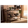 Bradford Industrial Antique Black Distressed Wood Bar Cart: Glass Racks, Towel Holders - Baxton Studio - 4 of 4