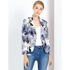 INSPIRE CHIC Women's Open Front Office Long Sleeve Lightweight Printed Floral Crop Suit Blazer - 2 of 4