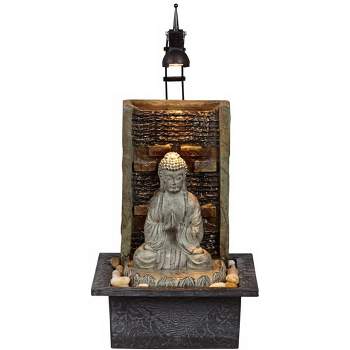 John Timberland Zen Buddha Tabletop Water Fountain 11 1/2" Waterfall with LED Light for Indoor Table Desk