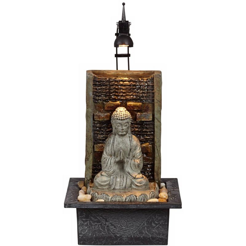 John Timberland Namaste Buddha Zen Waterfall Indoor Tabletop Water Fountain with LED Light 11 1/2" for Table Office Desk Home Bedroom Meditation, 1 of 8