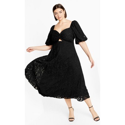 city chic mystic lace dress City Chic Plus Size Mystic Lace Dress - Black