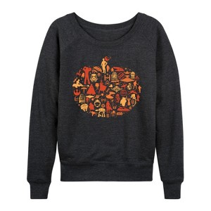 Women's - Star Wars - Fall Pumpkin Silhouette Lightweight French Terry Wide Neck Long Sleeve Shirt - 1 of 4