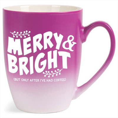 Elanze Designs Merry & Bright But Only After I'Ve Had After Coffee Two Toned Ombre Matte Pink and White 12 ounce Ceramic Stoneware Coffee Cup Mug