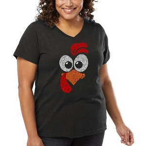 LA Pop Art Turkey Face - Women's Word Art V-Neck - 1 of 4
