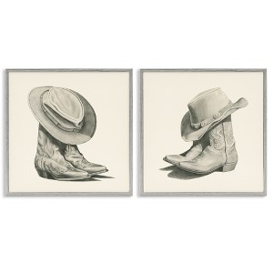 Stupell Industries Rustic Cowboy Boots 2pc Framed Giclee Art Set - 1 of 4