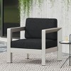 Coolbibila Modern Patio Fabric Barrel Club Bar Chair,Aluminum Outdoor Garden Armchair with Fabric Upholstered Seat,Metal Garden Lounge Chair - 2 of 4