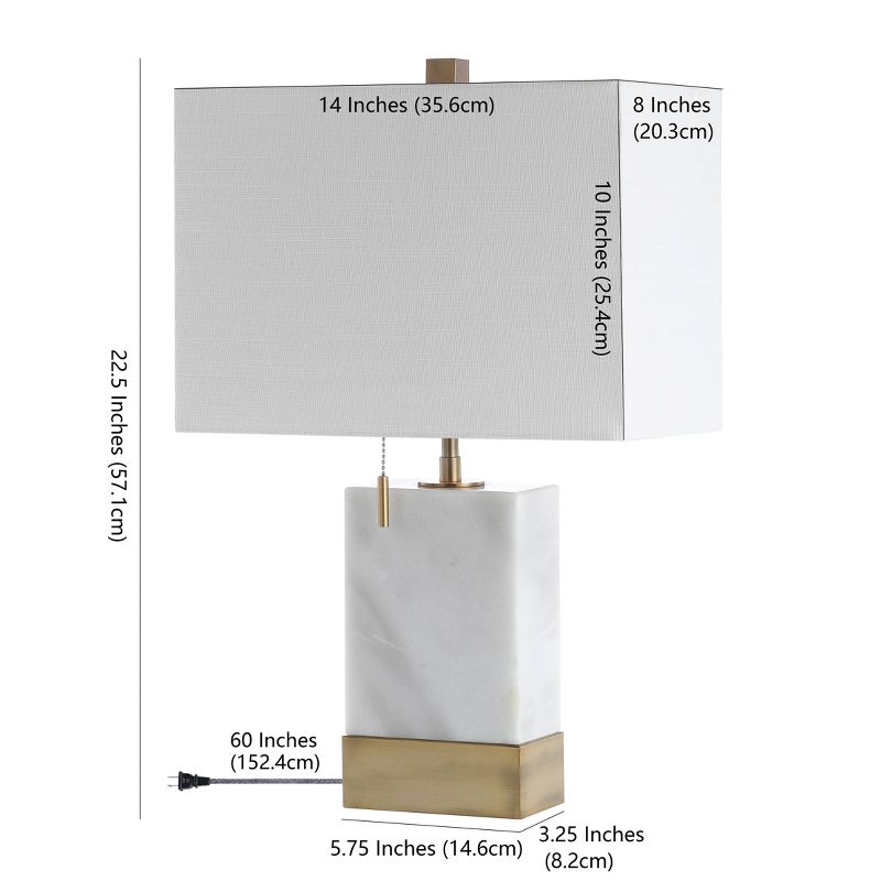 22.5&#34; Marble and Iron Trevor Modern Console Table Lamp (Includes LED Light Bulb) White and Gold - Jonathan Y, 5 of 6