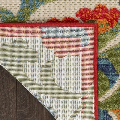 Aloha Red Multicolor Floral Synthetic Outdoor Rug 5'3" x 7'5"