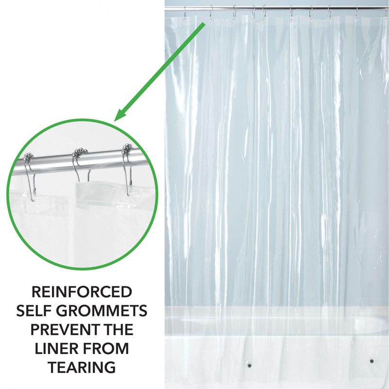 mDesign Long PEVA 84" x 72" Waterproof Plastic Shower Curtain Liner, Clear, 4 of 8
