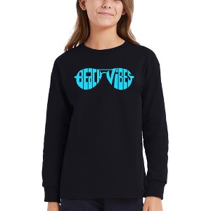 LA Pop Art Beach Vibes - Girl's Word Art Long Sleeve T-Shirt - 1 of 4