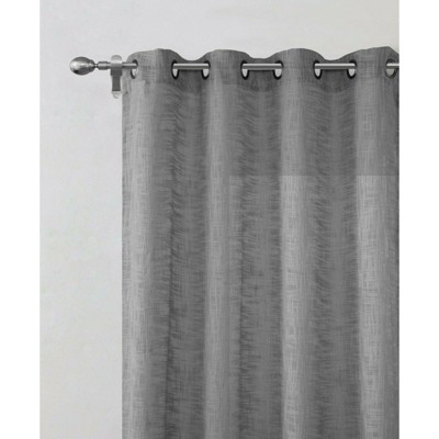 Kate Aurora 2 Piece Heavy Woven Heavy Duty Linen Styled Grommet Top Window Curtain Panels - Gray