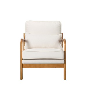 Accent Chair,Mid-century and Simple Style Chair,Non-slip Leg Pads Chair,Perfect for Living Room,Bedroom,Office,Beige - 1 of 4