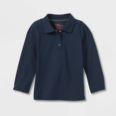 Toddler Girls' Adaptive Long Sleeve Polo Shirt - Cat & Jack™ Navy : Target