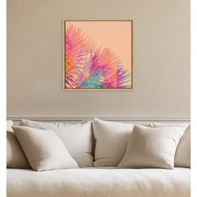 Sylvie Sun Burn 2 Framed Abstract Canvas Art, 22x22, Natural