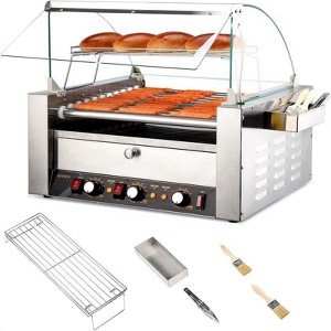 Winado 11 Rollers 2,000W 110V 30 Hot Dog Roller Grill with Cover and Bun Warmer - 1 of 4
