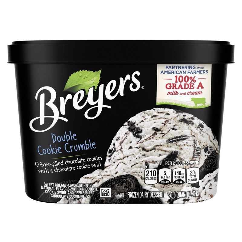 Breyers Double Cookie Crumble Frozen Dairy Dessert With Chocolate Cookie Swirl - 48oz, 4 of 8