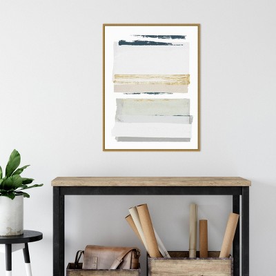 32" x 24" Abstract Gold and Gray Canvas Art