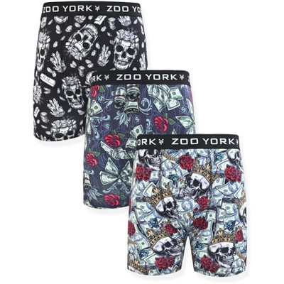 Zoo York Men's 3 Pack Boxer Briefs - 360 Stretch Print Premium Underwear  for Men in Skull Cash Size: X Large